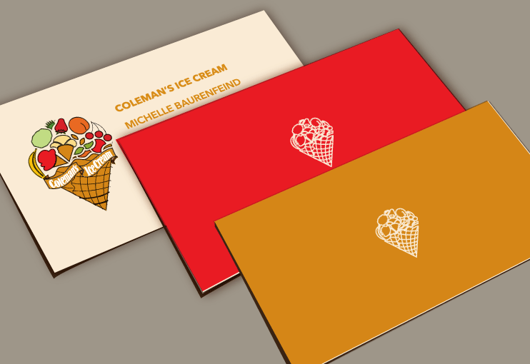 close up of ice cream business cards