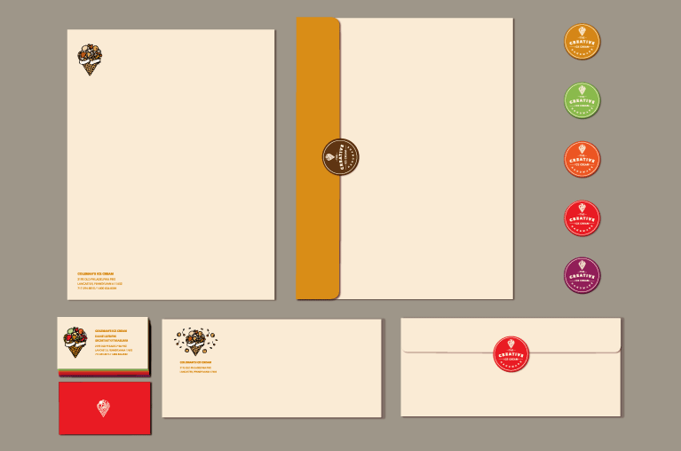Ice cream letterhead and stickers